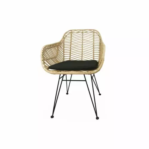 Alice's Garden 2 Fauteuils En Rotin Naturel Et Métal, Coussins Noir 4 Alice's Garden 2 Fauteuils En Rotin Naturel Et Métal, Coussins Noir – Image 4