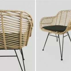 Alice's Garden 2 Fauteuils En Rotin Naturel Et Métal, Coussins Noir 10 Alice's Garden 2 Fauteuils En Rotin Naturel Et Métal, Coussins Noir -Chaise Soldes Magasin 2 fauteuils en rotin naturel et metal coussins noir 4