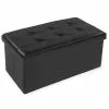 Tectake Poufs Banc Coffre De Rangement Pliable Grand Aspect Cuir 80x40x40cm Noir
