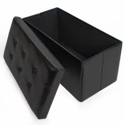 Tectake Poufs Banc Coffre De Rangement Pliable Grand Aspect Cuir 80x40x40cm Noir 9 Tectake Poufs Banc Coffre De Rangement Pliable Grand Aspect Cuir 80x40x40cm Noir -Chaise Soldes Magasin banc coffre de rangement pliable grand aspect cuir 80x40x40cm noir 3