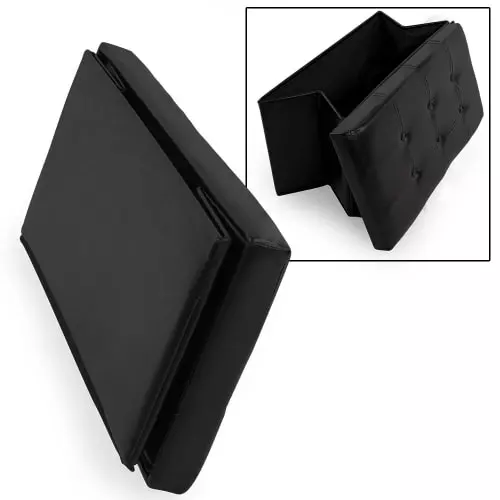 Tectake Poufs Banc Coffre De Rangement Pliable Grand Aspect Cuir 80x40x40cm Noir 6 Tectake Poufs Banc Coffre De Rangement Pliable Grand Aspect Cuir 80x40x40cm Noir – Image 6