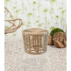 Pirouette Paris Poufs Bout De Canapé En Rotin Et Pieds En Métal Blanc -Chaise Soldes Magasin bout de canape en rotin et pieds en metal blanc 2