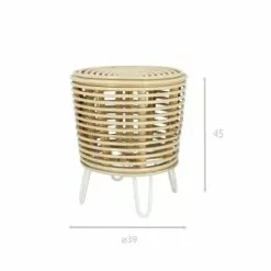 Pirouette Paris Poufs Bout De Canapé En Rotin Et Pieds En Métal Blanc -Chaise Soldes Magasin bout de canape en rotin et pieds en metal blanc 3