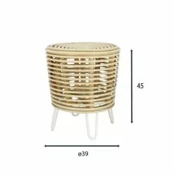 Pirouette Paris Poufs Bout De Canapé En Rotin Et Pieds En Métal Blanc -Chaise Soldes Magasin bout de canape en rotin et pieds en metal blanc 5