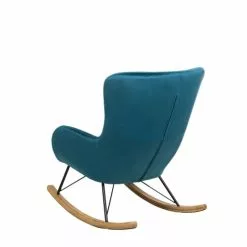 Beliani Fauteuils Chaise à Bascule En Velours Bleu Azur -Chaise Soldes Magasin chaise a bascule en velours bleu azur 3