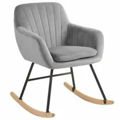 Beliani Fauteuils Chaise à Bascule En Velours Gris