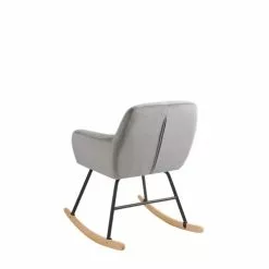 Beliani Fauteuils Chaise à Bascule En Velours Gris -Chaise Soldes Magasin chaise a bascule en velours gris 3