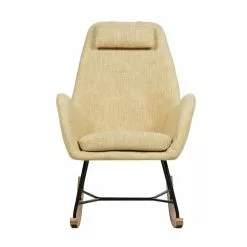 Beliani Fauteuils Chaise à Bascule Jaune -Chaise Soldes Magasin chaise a bascule jaune 2