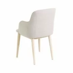 Zago Fauteuils Chaise Accoudoirs Tissu Beige Et Pieds Plaqué Chêne -Chaise Soldes Magasin chaise accoudoirs tissu beige et pieds plaque chene 3