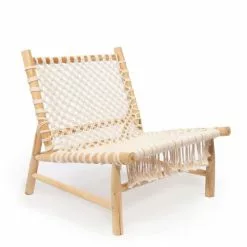 Bazar Bizar Fauteuils Chaise En Teck Naturel Blanc 1 Place