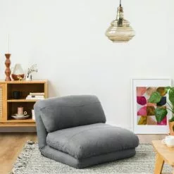 Drawer Fauteuils Chauffeuse Convertible 1 Place En Tissu Gris Nuage -Chaise Soldes Magasin chauffeuse convertible 1 place en tissu gris nuage 2