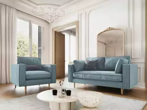 CXL By Christian Lacroix Fauteuils Fauteuil 1 Place En Tissu Structuré Bleu Clair 2 CXL By Christian Lacroix Fauteuils Fauteuil 1 Place En Tissu Structuré Bleu Clair – Image 2