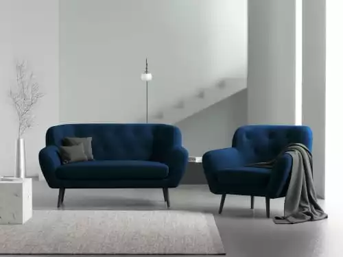 Micadoni Home Fauteuils Fauteuil 1 Place En Velours Bleu Roi 2 Micadoni Home Fauteuils Fauteuil 1 Place En Velours Bleu Roi – Image 2