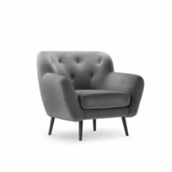 Micadoni Home Fauteuils Fauteuil 1 Place En Velours Rouge -Chaise Soldes Magasin fauteuil 1 place en velours gris clair 1