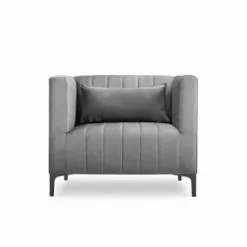 Micadoni Home Fauteuils Fauteuil 1 Place En Velours Gris Clair -Chaise Soldes Magasin fauteuil 1 place en velours gris clair 6