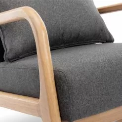 Alice's Garden Fauteuils Fauteuil à Bascule Design Bois Et Tissu Gris Foncé -Chaise Soldes Magasin fauteuil a bascule design bois et tissu gris fonce 3