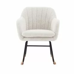 Baita Fauteuils Fauteuil à Bascule En Tissu 1 Place Blanc -Chaise Soldes Magasin fauteuil a bascule en tissu 1 place blanc 2