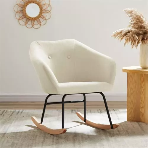 Baita Fauteuils Fauteuil à Bascule En Tissu 1 Place Crème 2 Baita Fauteuils Fauteuil à Bascule En Tissu 1 Place Crème – Image 2