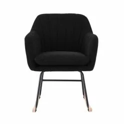 Baita Fauteuils Fauteuil à Bascule En Tissu 1 Place Noir -Chaise Soldes Magasin fauteuil a bascule en tissu 1 place noir 2