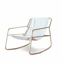 PIB Fauteuils Fauteuil à Bascule En Tissu Blanc