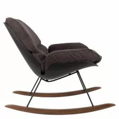 BOITE A DESIGN Fauteuils Fauteuil à Bascule En Tissu Gris Foncé -Chaise Soldes Magasin fauteuil a bascule en tissu gris fonce 3