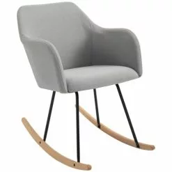 Homcom Fauteuils Fauteuil à Bascule Grand Confort Lin Gris