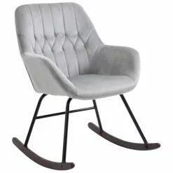 Homcom Fauteuils Fauteuil à Bascule Grand Confort Velours Gris Clair