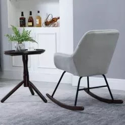 Homcom Fauteuils Fauteuil à Bascule Grand Confort Velours Gris Clair -Chaise Soldes Magasin fauteuil a bascule grand confort velours gris clair 5