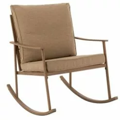 Jolipa Fauteuils Fauteuil à Bascule Métal Bois Foncé/beige