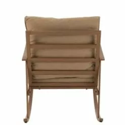 Jolipa Fauteuils Fauteuil à Bascule Métal Bois Foncé/beige -Chaise Soldes Magasin fauteuil a bascule metal bois fonce beige 3