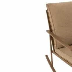 Jolipa Fauteuils Fauteuil à Bascule Métal Bois Foncé/beige -Chaise Soldes Magasin fauteuil a bascule metal bois fonce beige 4