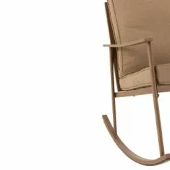 Jolipa Fauteuils Fauteuil à Bascule Métal Bois Foncé/beige -Chaise Soldes Magasin fauteuil a bascule metal bois fonce beige 5