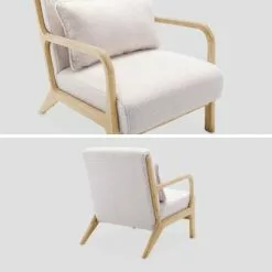 Alice's Garden Fauteuils Fauteuil à Bouclettes Blanches En Bois Et Tissu -Chaise Soldes Magasin fauteuil a bouclettes blanches en bois et tissu 5