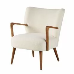 Maisons Du Monde Fauteuils Fauteuil à Bouclettes Blanches Et Bouleau Massif