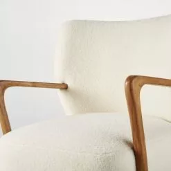 Maisons Du Monde Fauteuils Fauteuil à Bouclettes Blanches Et Bouleau Massif -Chaise Soldes Magasin fauteuil a bouclettes blanches et bouleau massif 1000 0 9 210052 4