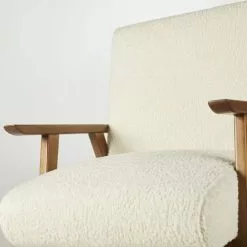 Maisons Du Monde Fauteuils Fauteuil à Bouclettes Blanches Et Frêne Massif -Chaise Soldes Magasin fauteuil a bouclettes blanches et frene massif 1000 12 28 210030 4