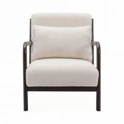 Alice's Garden Fauteuils Fauteuil à Bouclettes , Pieds Bois D'hévéa Teinté Wengé -Chaise Soldes Magasin fauteuil a bouclettes pieds bois d hevea teinte wenge 3