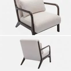 Alice's Garden Fauteuils Fauteuil à Bouclettes , Pieds Bois D'hévéa Teinté Wengé -Chaise Soldes Magasin fauteuil a bouclettes pieds bois d hevea teinte wenge 4