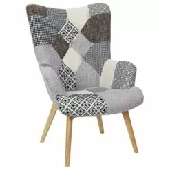 The Home Deco Factory Fauteuils Fauteuil Design Coloré Patchwork -Chaise Soldes Magasin fauteuil assise en tissu patchwork