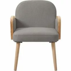 ATHM DESIGN Fauteuils Fauteuil Assise Polyester Gris Pieds Bois 8 ATHM DESIGN Fauteuils Fauteuil Assise Polyester Gris Pieds Bois -Chaise Soldes Magasin fauteuil assise polyester gris pieds bois 2