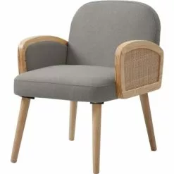 ATHM DESIGN Fauteuils Fauteuil Assise Polyester Gris Pieds Bois 11 ATHM DESIGN Fauteuils Fauteuil Assise Polyester Gris Pieds Bois -Chaise Soldes Magasin fauteuil assise polyester gris pieds bois 5