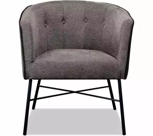 ATHM DESIGN Fauteuils Fauteuil Assise Tissu Marron Pieds Métal 2 ATHM DESIGN Fauteuils Fauteuil Assise Tissu Marron Pieds Métal – Image 2