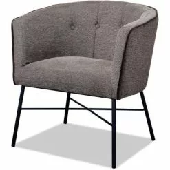 ATHM DESIGN Fauteuils Fauteuil Assise Tissu Marron Pieds Métal