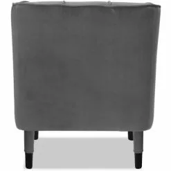 ATHM DESIGN Fauteuils Fauteuil Assise Velours Gris Pieds Bois -Chaise Soldes Magasin fauteuil assise velours gris pieds bois 3