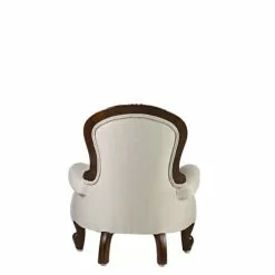 MOYCOR Fauteuils Fauteuil Baby En Bois D'acajou Marron Et Polyester Blanc -Chaise Soldes Magasin fauteuil baby en bois d acajou marron et polyester blanc 2
