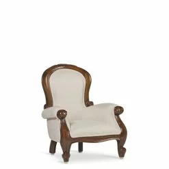 MOYCOR Fauteuils Fauteuil Baby En Bois D'acajou Marron Et Polyester Blanc
