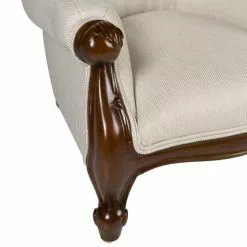 MOYCOR Fauteuils Fauteuil Baby En Bois D'acajou Marron Et Polyester Blanc -Chaise Soldes Magasin fauteuil baby en bois d acajou marron et polyester blanc 4