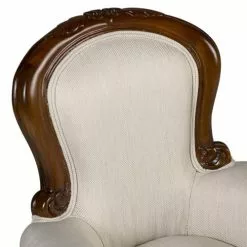 MOYCOR Fauteuils Fauteuil Baby En Bois D'acajou Marron Et Polyester Blanc -Chaise Soldes Magasin fauteuil baby en bois d acajou marron et polyester blanc 5