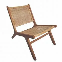 Casatera Fauteuils Fauteuil Bas Lounge Teck Et Rotin Bois Clair