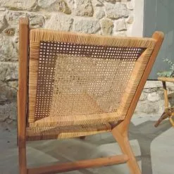 Casatera Fauteuils Fauteuil Bas Lounge Teck Et Rotin Bois Clair -Chaise Soldes Magasin fauteuil bas lounge teck et rotin bois clair 4